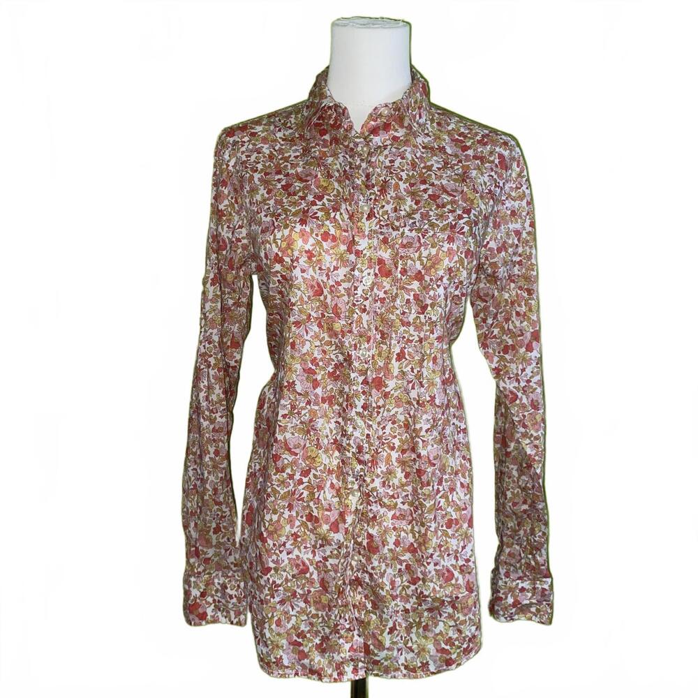 GAP Floral Long Sleeve Top M Boho Y2K Chic Lightweight Vintage Style Blouse